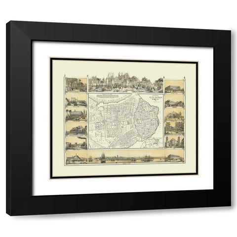 Central America Havana Cuba - May 1853 Black Modern Wood Framed Art Print with Double Matting by May