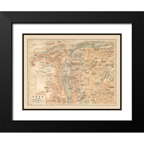 Prague Czech Republic Europe - Baedeker 1910 Black Modern Wood Framed Art Print with Double Matting by Baedeker