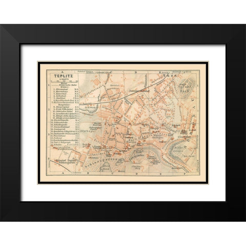 Teplice Czech Republic Europe - Baedeker 1910 Black Modern Wood Framed Art Print with Double Matting by Baedeker