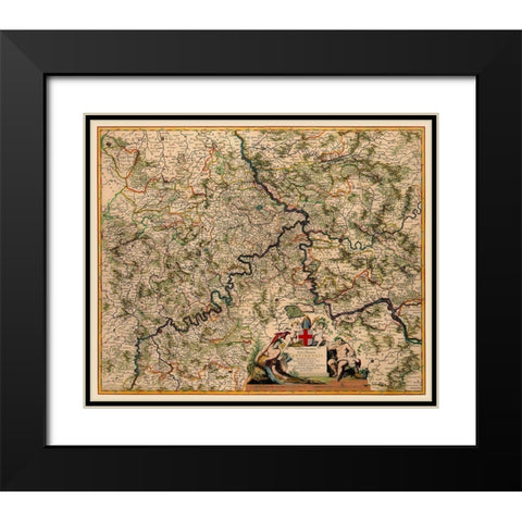Trier Germany - De Wit 1688 Black Modern Wood Framed Art Print with Double Matting by De Wit