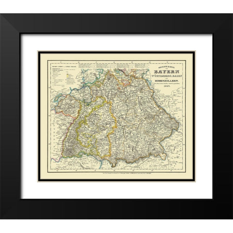 Bavaria Province Germany - 1841 Black Modern Wood Framed Art Print with Double Matting by Unknown