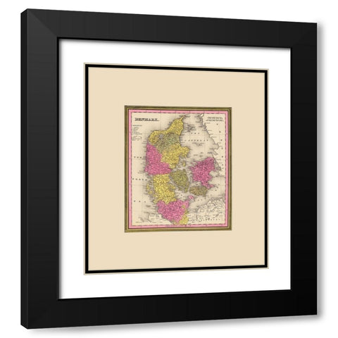 Scandinavia Denmark - Mitchell 1846 Black Modern Wood Framed Art Print with Double Matting by Mitchell