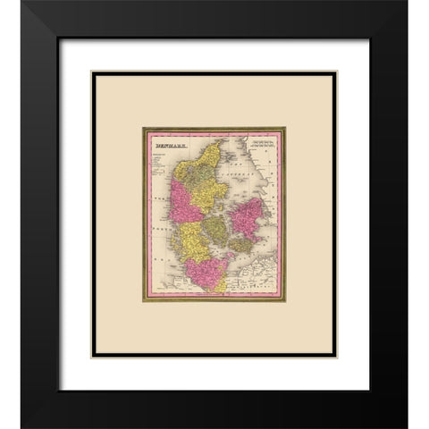 Scandinavia Denmark - Mitchell 1846 Black Modern Wood Framed Art Print with Double Matting by Mitchell