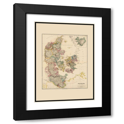 Scandinavia Denmark - Arrowsmith 1844 Black Modern Wood Framed Art Print with Double Matting by Arrowsmith