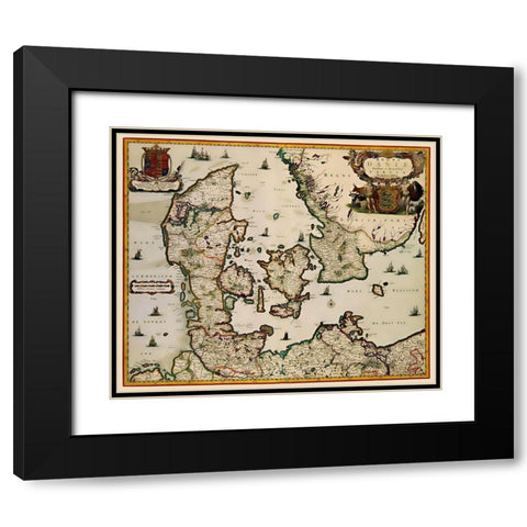 Scandinavia Denmark - Blaeu 1662 Black Modern Wood Framed Art Print with Double Matting by Blaeu