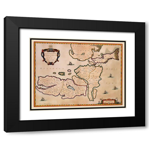 Scandinavia Denmark - Blaeu 1662 Black Modern Wood Framed Art Print with Double Matting by Blaeu