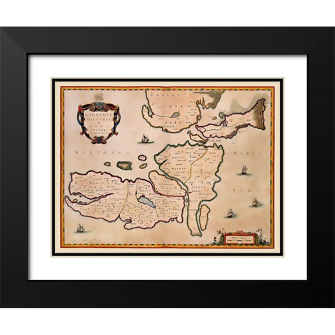 Scandinavia Denmark - Blaeu 1662 Black Modern Wood Framed Art Print with Double Matting by Blaeu