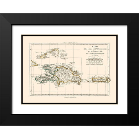 Dominican Republic Puerto Rico - Santini 1794  Black Modern Wood Framed Art Print with Double Matting by Santini