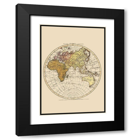 Eastern Hemisphere - Faden 1786 Black Modern Wood Framed Art Print with Double Matting by Faden