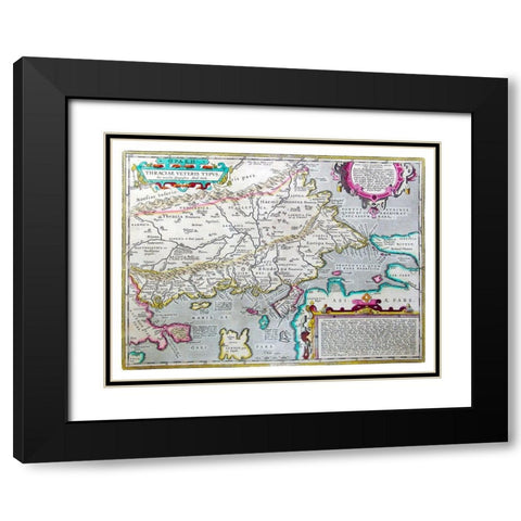 Thrace Greece Eastern Europe - Ortelius 1570 Black Modern Wood Framed Art Print with Double Matting by Ortelius