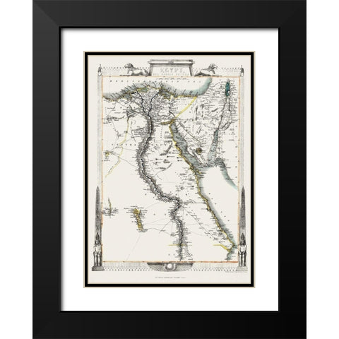 Middle East Egypt Arabia Petraea - Tallis 1851 Black Modern Wood Framed Art Print with Double Matting by Tallis