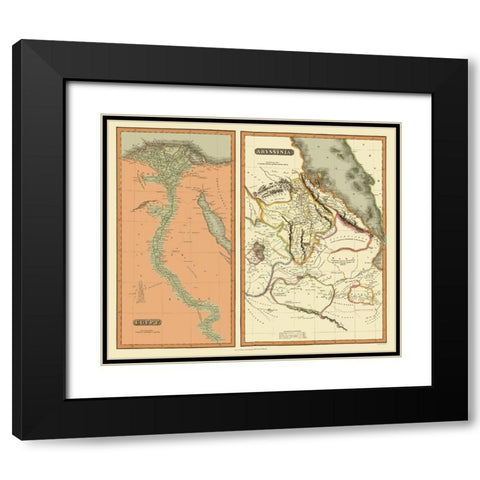 Middle East Egypt Abyssinia - Thomson 1817 Black Modern Wood Framed Art Print with Double Matting by Thomson