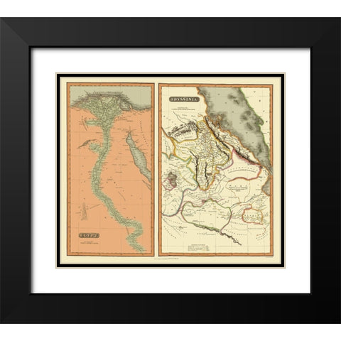 Middle East Egypt Abyssinia - Thomson 1817 Black Modern Wood Framed Art Print with Double Matting by Thomson
