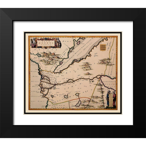 Middle East Egypt - Blaeu 1662 Black Modern Wood Framed Art Print with Double Matting by Blaeu