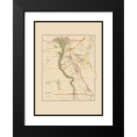Middle East Egypt - Arrowsmith 1844 Black Modern Wood Framed Art Print with Double Matting by Arrowsmith