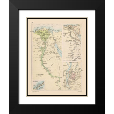 Africa Egypt - Bartholomew 1892 Black Modern Wood Framed Art Print with Double Matting by Bartholomew