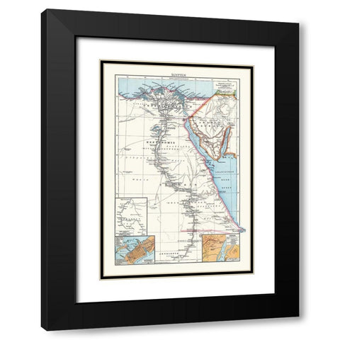 Africa Egypt - Droysen 1886 Black Modern Wood Framed Art Print with Double Matting by Droysen