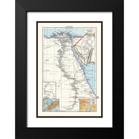 Africa Egypt - Droysen 1886 Black Modern Wood Framed Art Print with Double Matting by Droysen