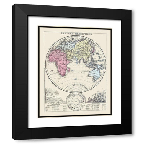 Eastern Hemisphere - Mitchell 1877 Black Modern Wood Framed Art Print with Double Matting by Mitchell