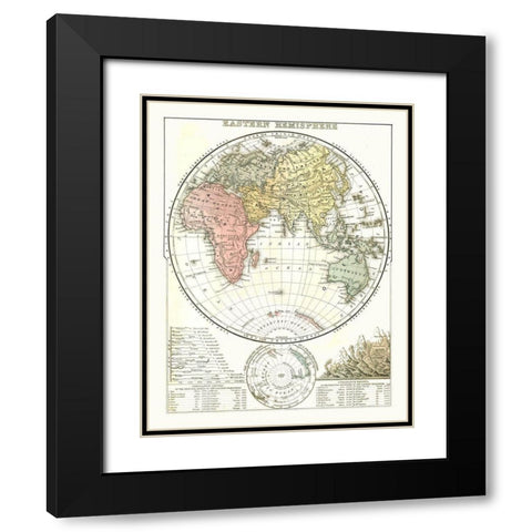 Eastern Hemisphere - Mitchell 1869 Black Modern Wood Framed Art Print with Double Matting by Mitchell