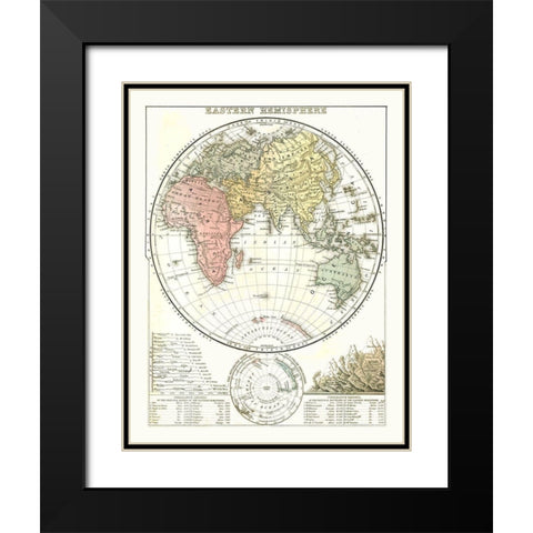 Eastern Hemisphere - Mitchell 1869 Black Modern Wood Framed Art Print with Double Matting by Mitchell