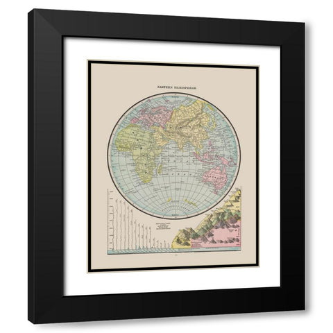 Eastern Hemisphere - Cram 1892 Black Modern Wood Framed Art Print with Double Matting by Cram