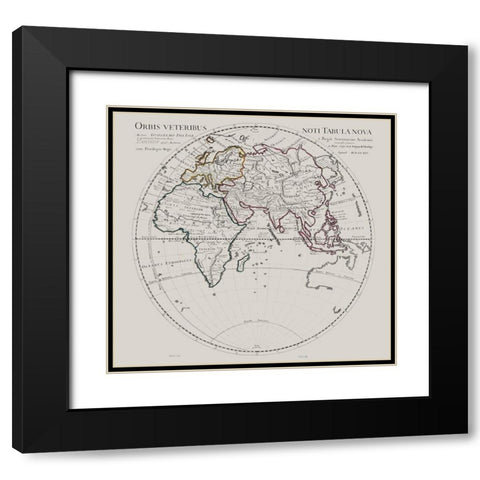 Eastern Hemisphere -De Lisle 1731 Black Modern Wood Framed Art Print with Double Matting by De L''isle