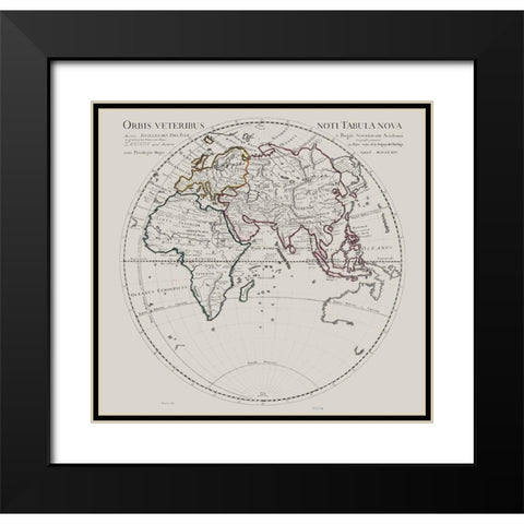 Eastern Hemisphere -De Lisle 1731 Black Modern Wood Framed Art Print with Double Matting by De L''isle