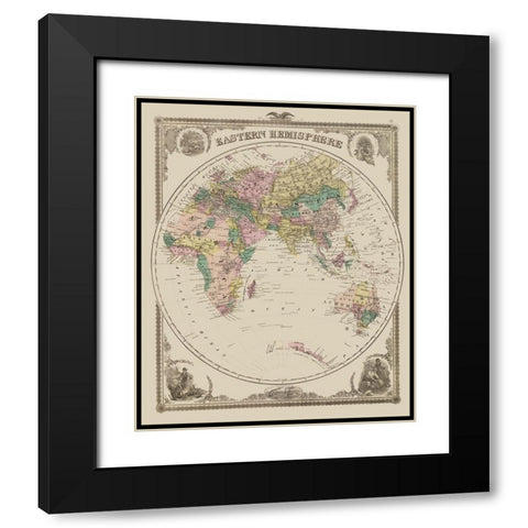 Eastern Hemisphere - Andreas 1875 Black Modern Wood Framed Art Print with Double Matting by Andreas