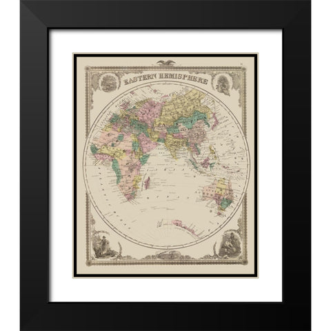 Eastern Hemisphere - Andreas 1875 Black Modern Wood Framed Art Print with Double Matting by Andreas