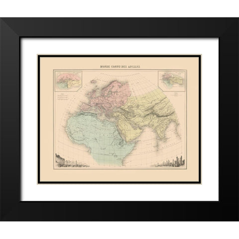 World as Known to Ancients - Willard 1827 Black Modern Wood Framed Art Print with Double Matting by Willard