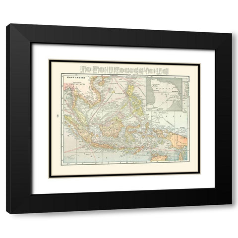 East Indies China Philippines - Cram 1898 Black Modern Wood Framed Art Print with Double Matting by Cram