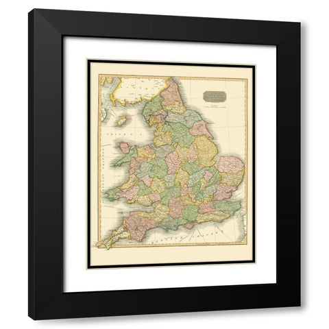 Great Britain England - Thomson 1814 Black Modern Wood Framed Art Print with Double Matting by Thomson