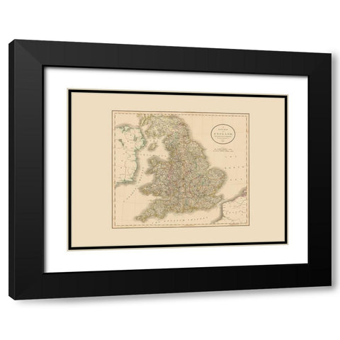 Great Britain England - Cary 1807 Black Modern Wood Framed Art Print with Double Matting by Cary