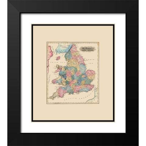 Great Britain England Wales - Lucas 1823 Black Modern Wood Framed Art Print with Double Matting by Lucas