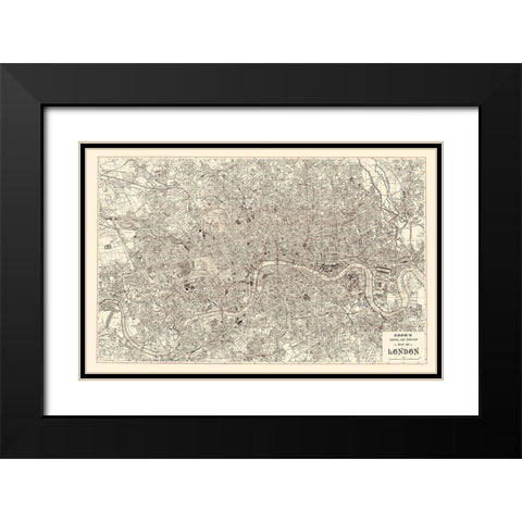 London Literary Historical England - Cook 1899 Black Modern Wood Framed Art Print with Double Matting by Cook