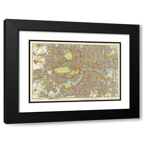 London England - Smith 1910 Black Modern Wood Framed Art Print with Double Matting by Smith