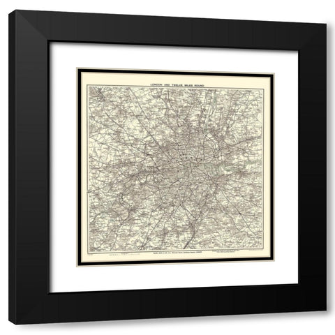 London England - Bartholomew 1925 Black Modern Wood Framed Art Print with Double Matting by Bartholomew