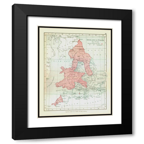 England Wales 1643 - Gardiner 1902 Black Modern Wood Framed Art Print with Double Matting by Gardiner