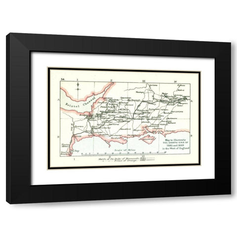 Campaigns 1685 England - Gardiner 1902 Black Modern Wood Framed Art Print with Double Matting by Gardiner