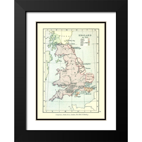 England in 550 - Gardiner 1902 Black Modern Wood Framed Art Print with Double Matting by Gardiner