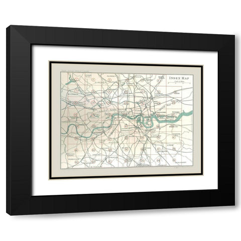 Index Atlas of London England - Philip 1902 Black Modern Wood Framed Art Print with Double Matting by Philip