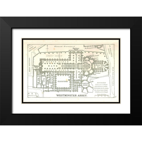 Westminster Abbey England - Philip 1904 Black Modern Wood Framed Art Print with Double Matting by Philip