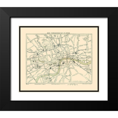 London Thoroughfares England - Ward 1913 Black Modern Wood Framed Art Print with Double Matting by Ward