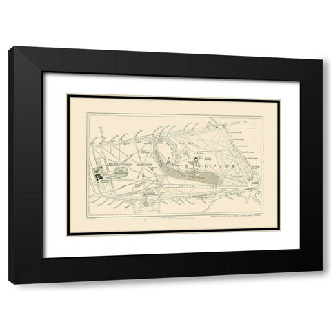Hyde Park Kensington Gardens England - Ward 1913 Black Modern Wood Framed Art Print with Double Matting by Ward