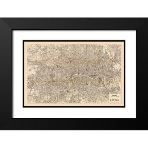 Literary Historical London England - Cook 1899 Black Modern Wood Framed Art Print with Double Matting by Cook