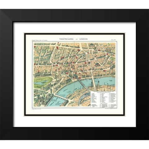 Theatre Area London England - Philip 1904 Black Modern Wood Framed Art Print with Double Matting by Philip
