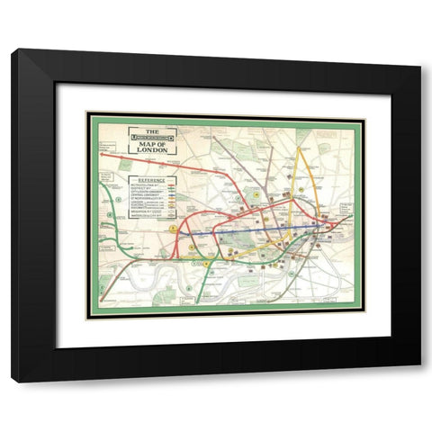 London England Underground - Ward 1913 Black Modern Wood Framed Art Print with Double Matting by Ward