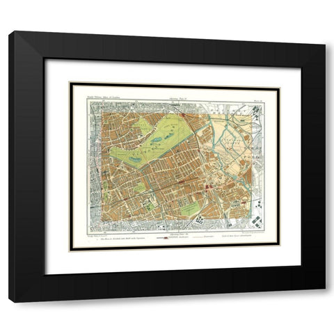Victoria Park London England - Philip 1904 Black Modern Wood Framed Art Print with Double Matting by Philip
