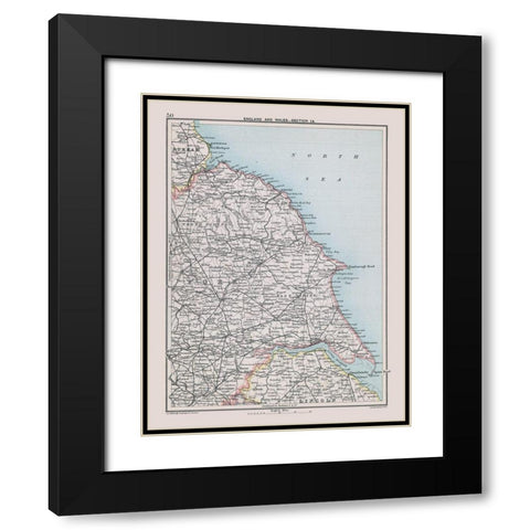 Northeast England - Bartholomew 1892 Black Modern Wood Framed Art Print with Double Matting by Bartholomew